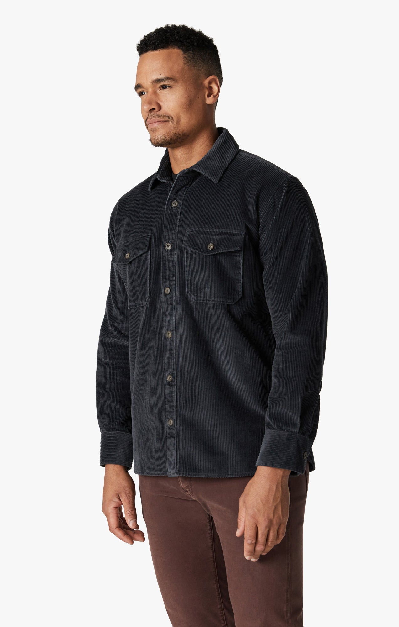 Corduroy Overshirt In Iron Gate