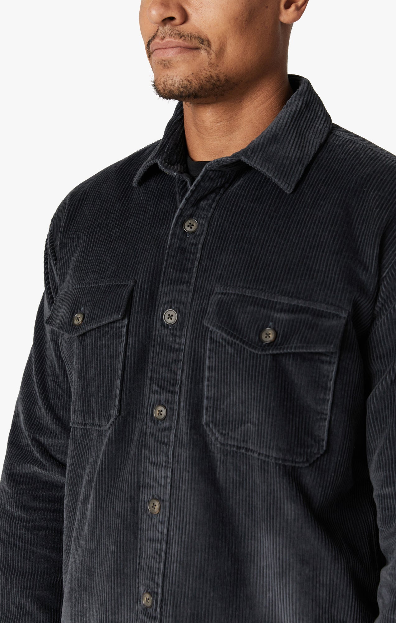 Corduroy Overshirt In Iron Gate