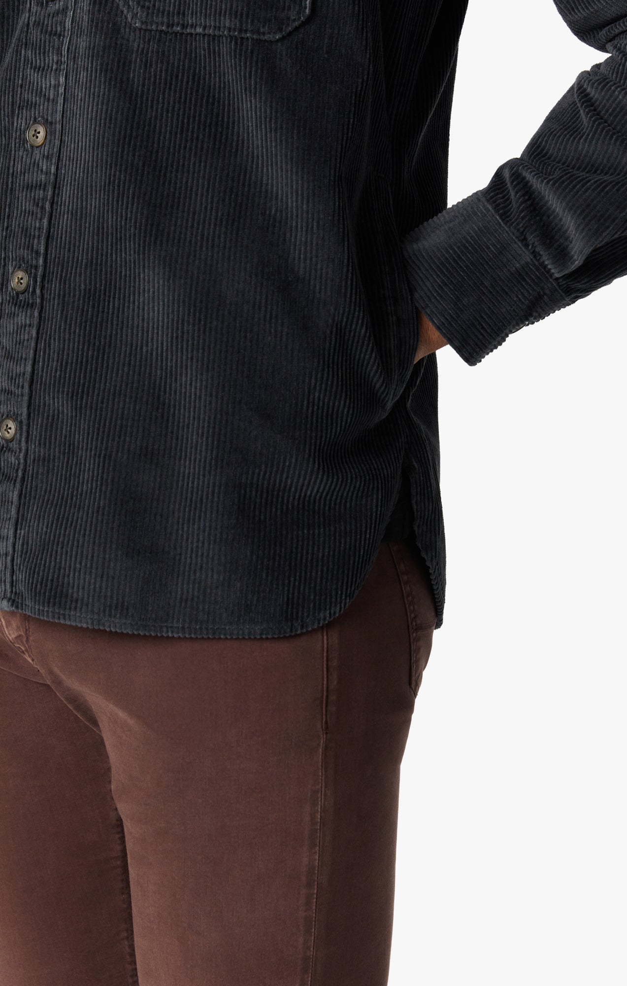 Corduroy Overshirt In Iron Gate