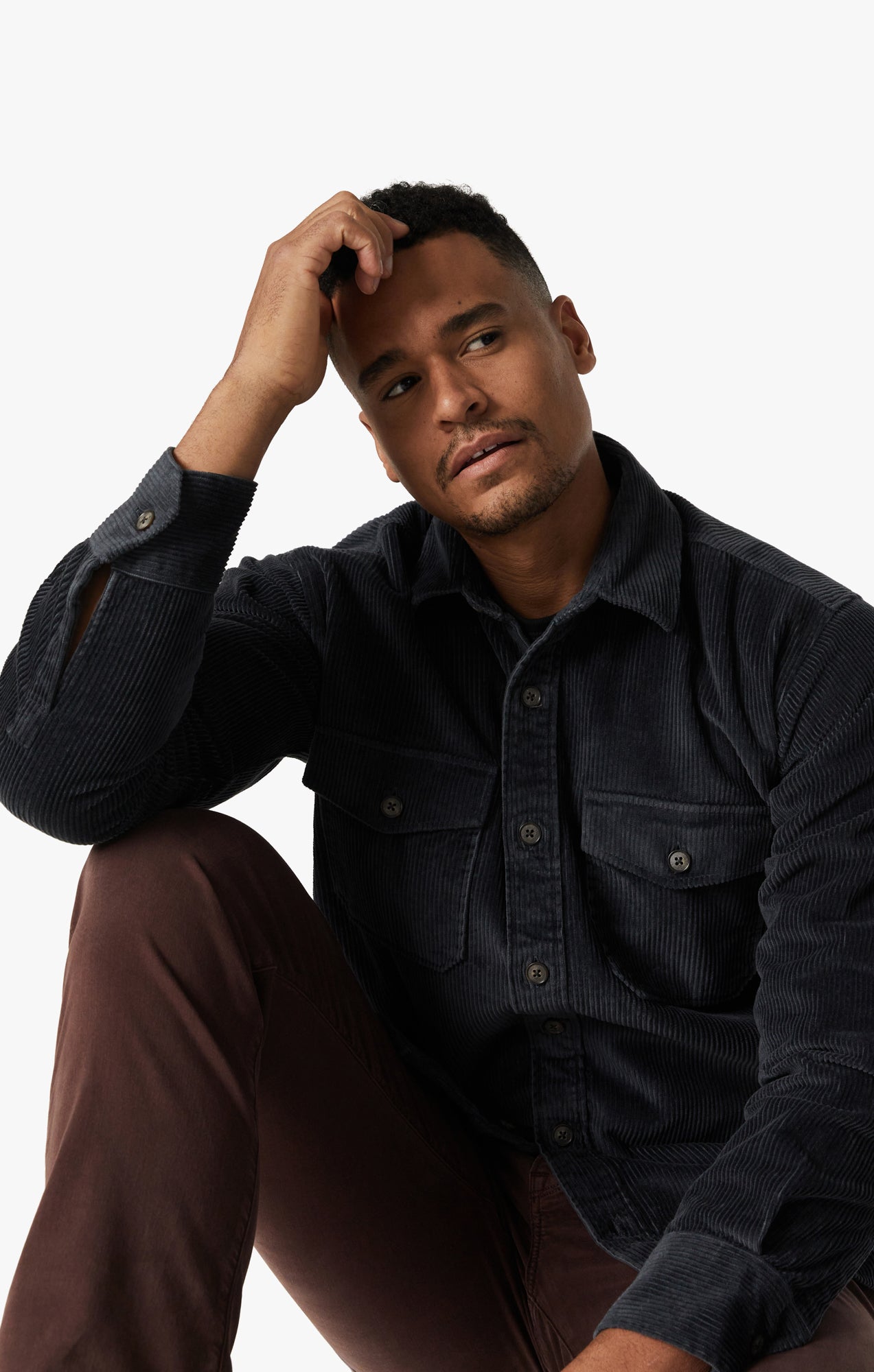 Corduroy Overshirt In Iron Gate