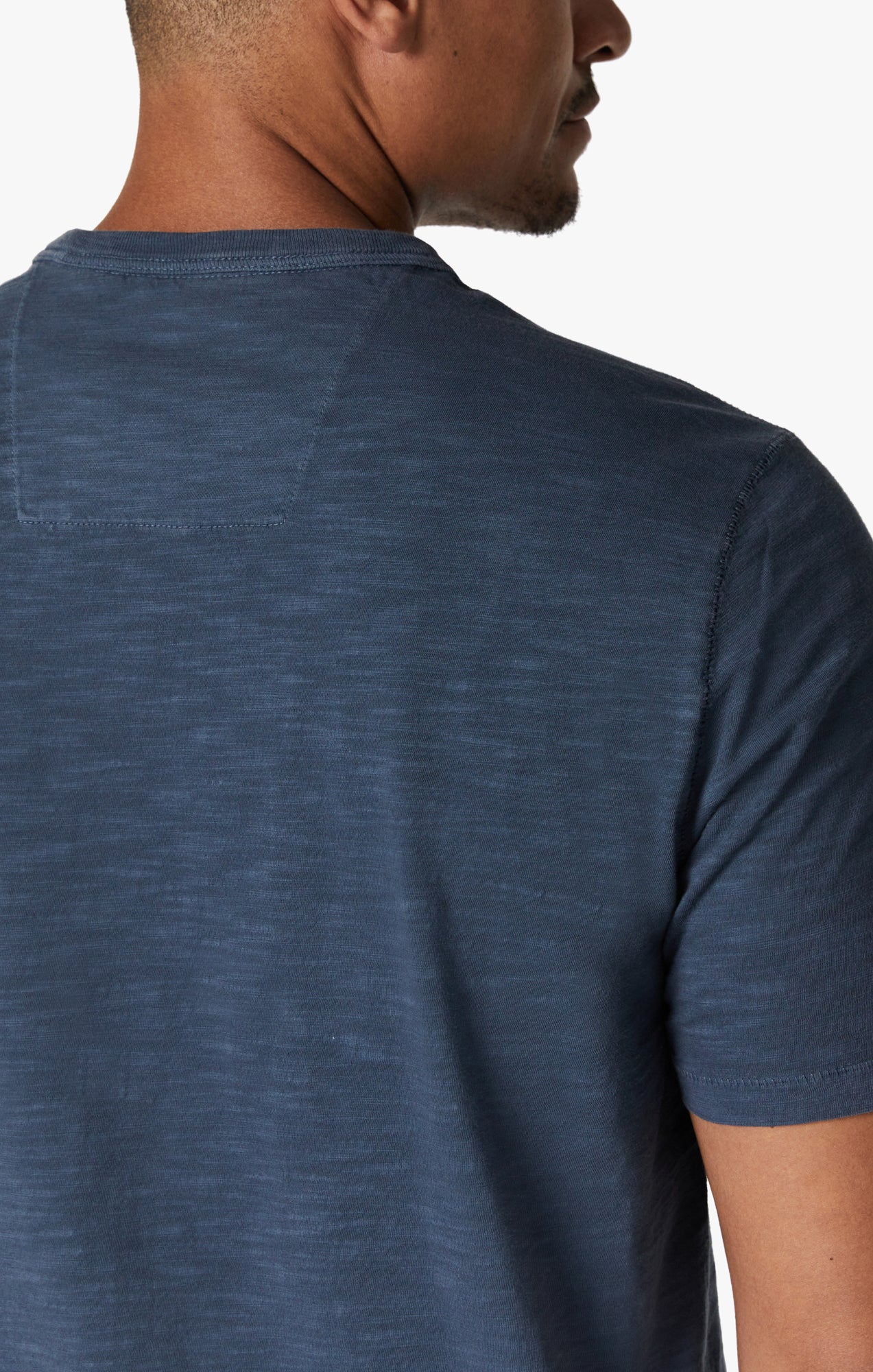 Slub Crew Neck T-Shirt In Dark Denim Image 5