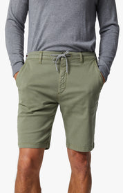 Ravenna Elastic Waist Shorts In Moss Green Soft Touch