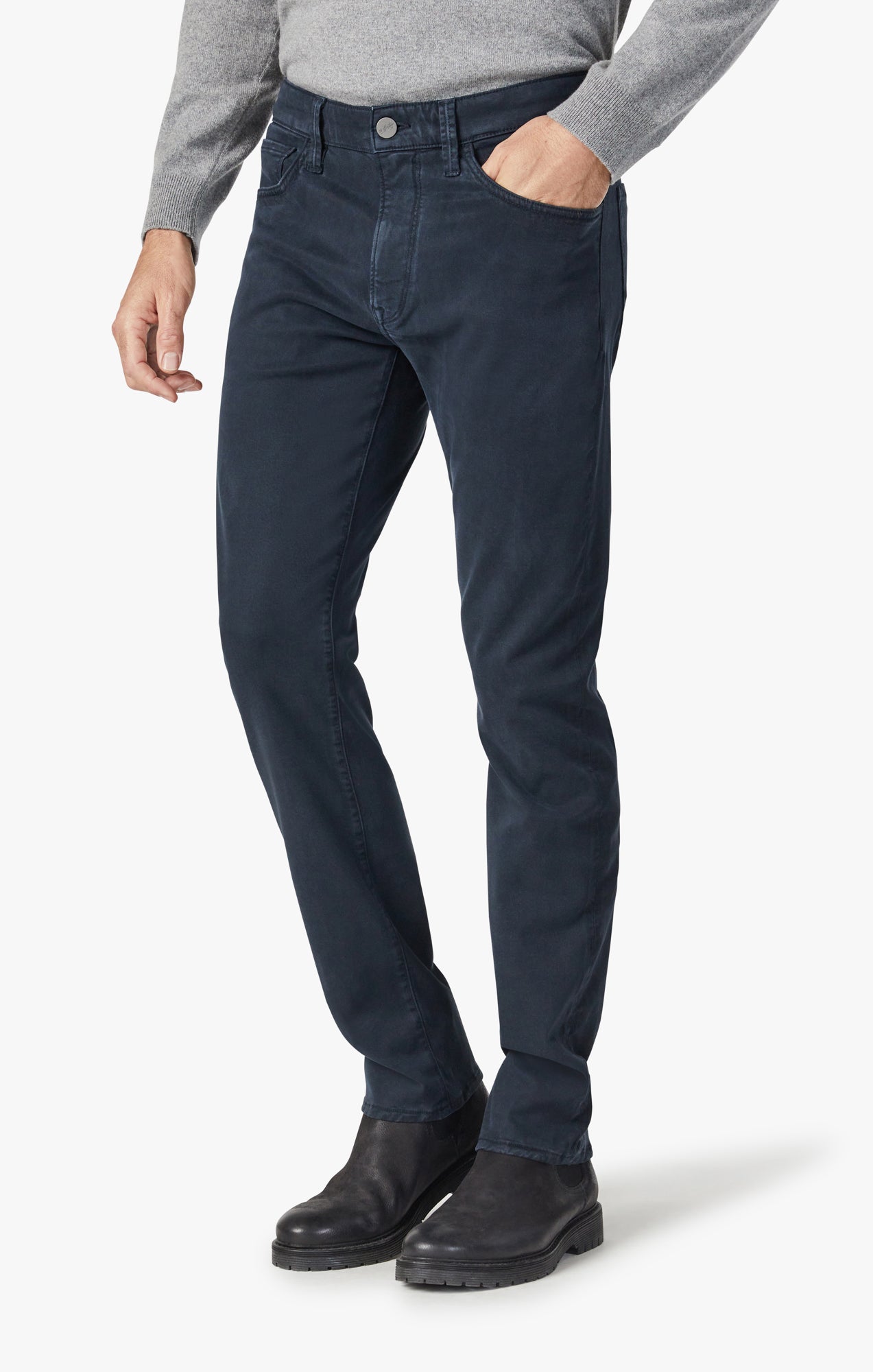 Cool Tapered Leg Pants in Navy Brushed Twill
