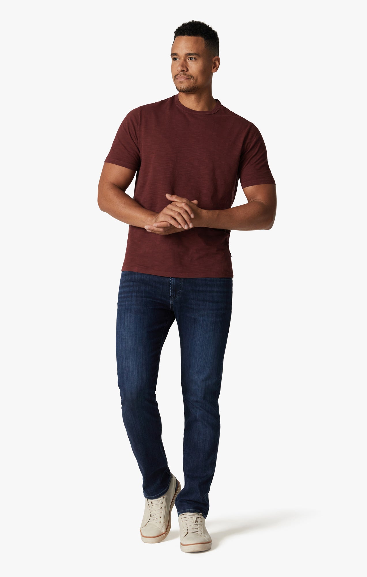 Slub Crew Neck T-Shirt In Port Image 3