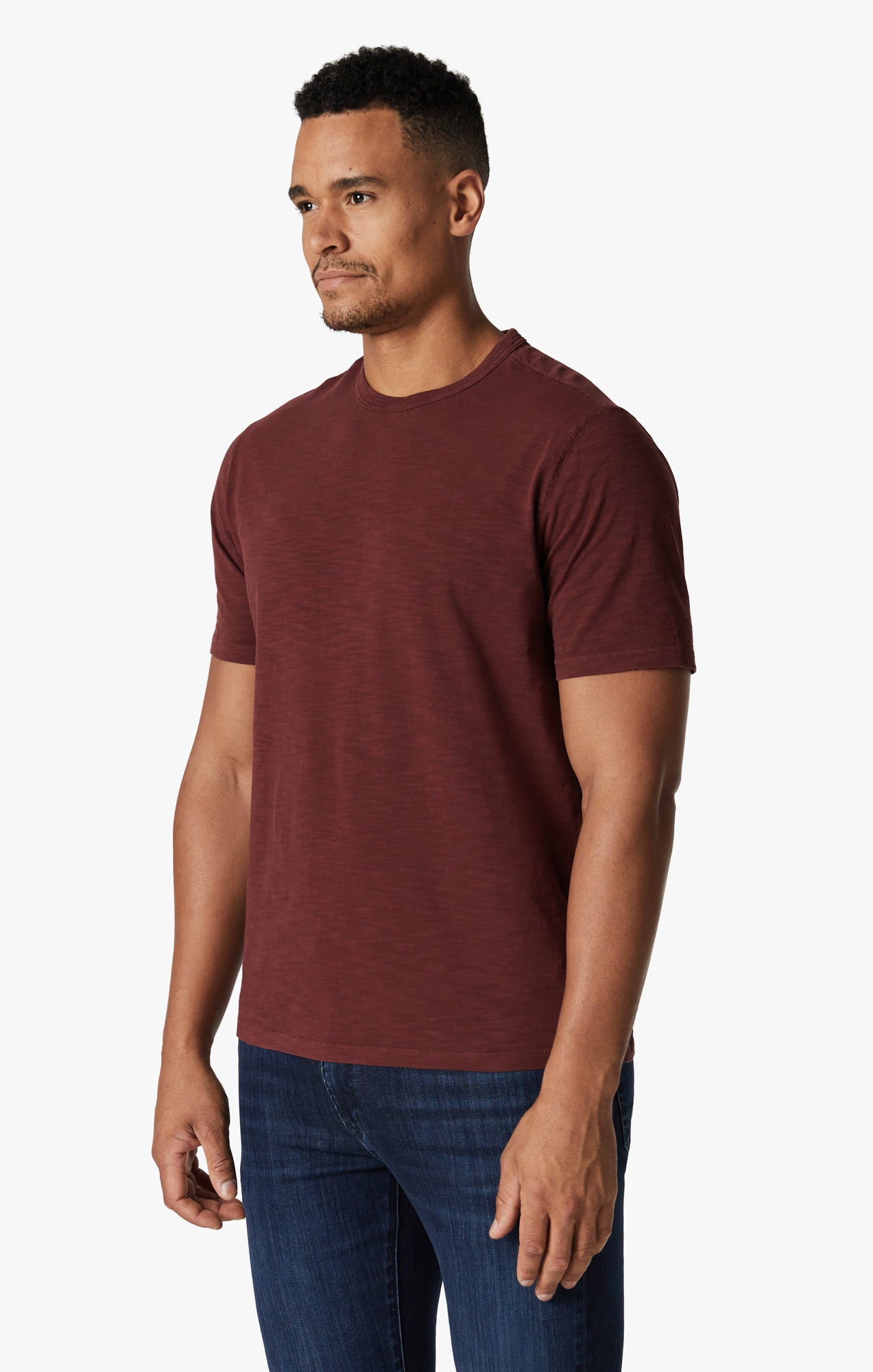 Slub Crew Neck T-Shirt In Port