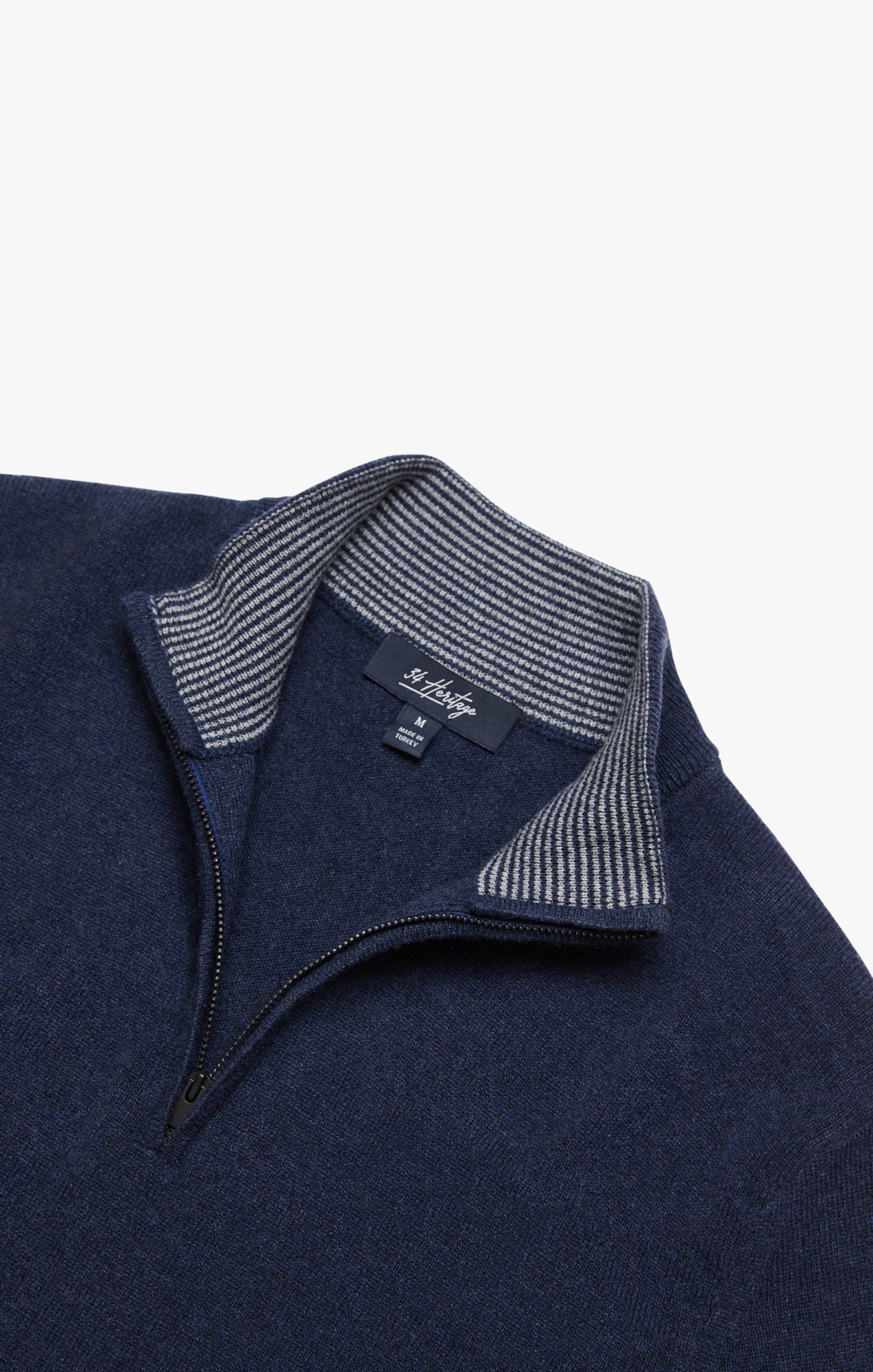 Cashmere Quarter Zip Sweater In Navy Image 9