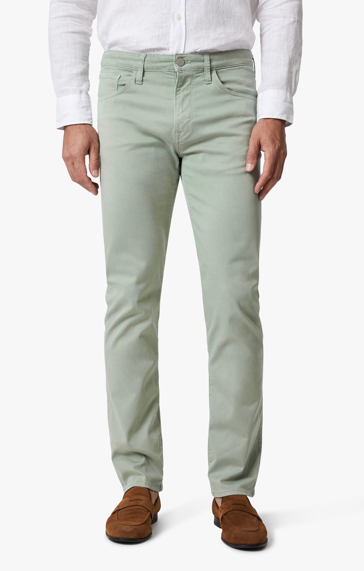 Courage Straight Leg Pants In Iceberg Green Twill