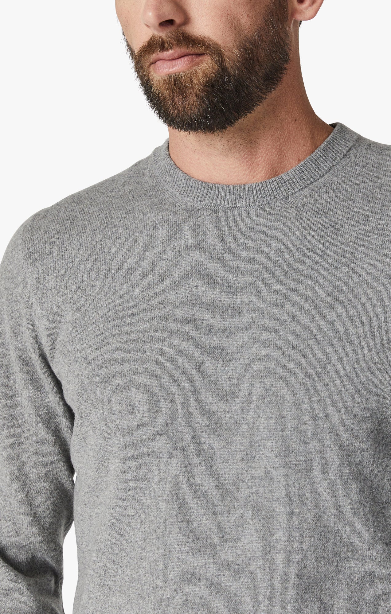 Cashmere Crew Neck Sweater In Grey Melange