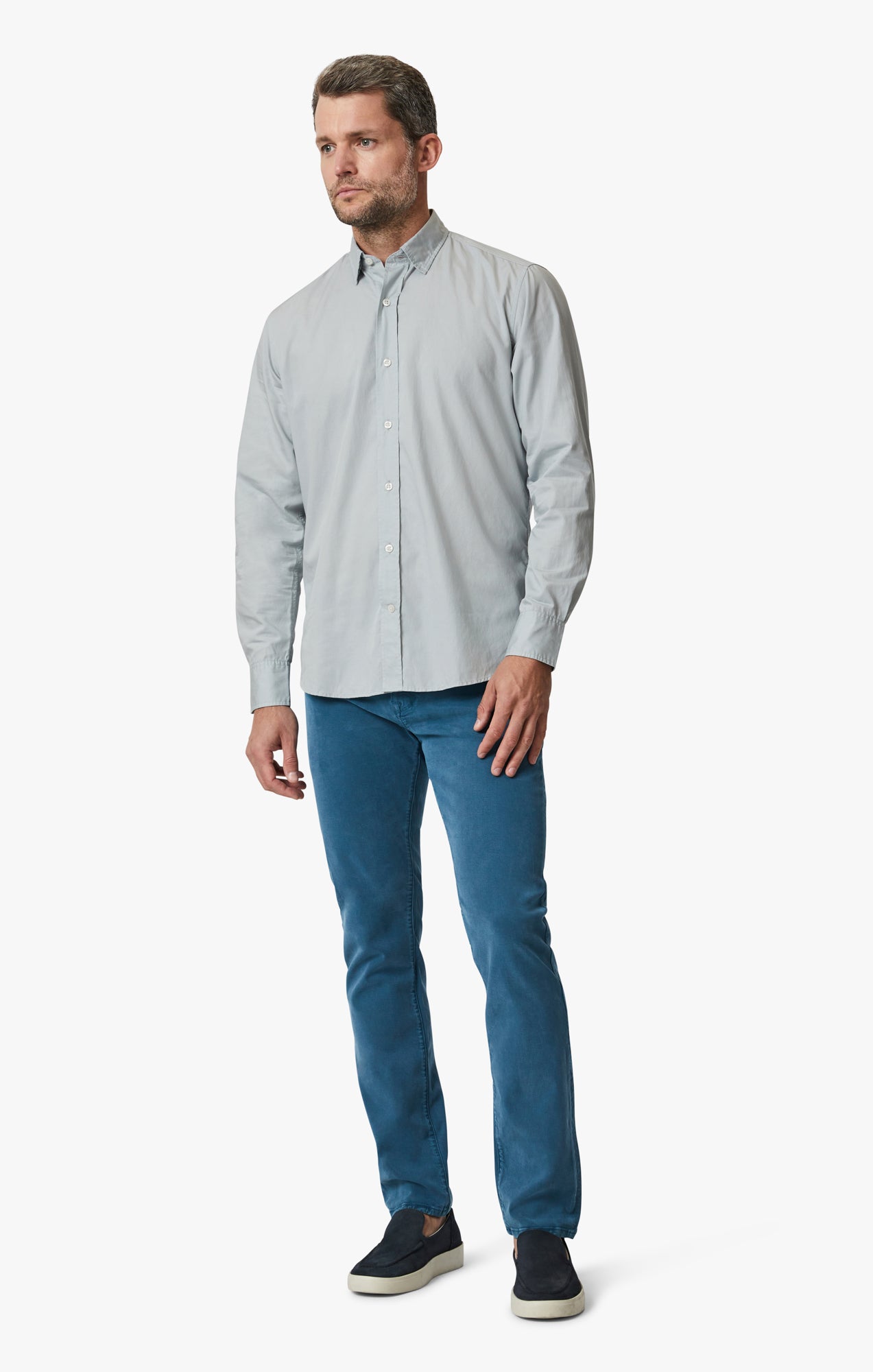 Luxe Twill Shirt In Pearl Blue