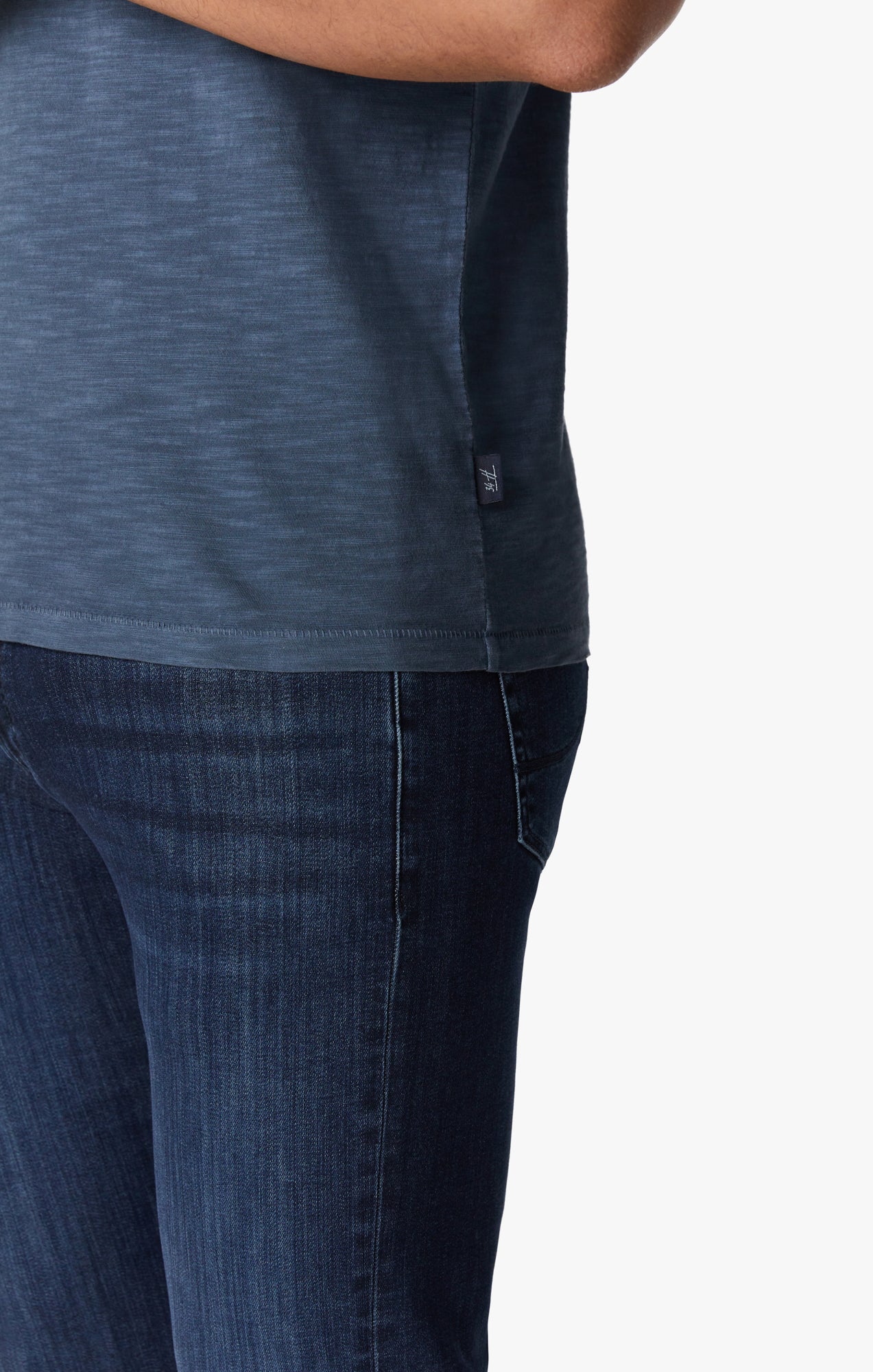 Slub Crew Neck T-Shirt In Dark Denim Image 7