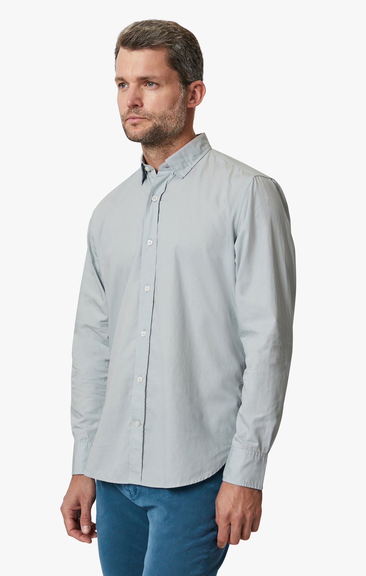 Luxe Twill Shirt In Pearl Blue