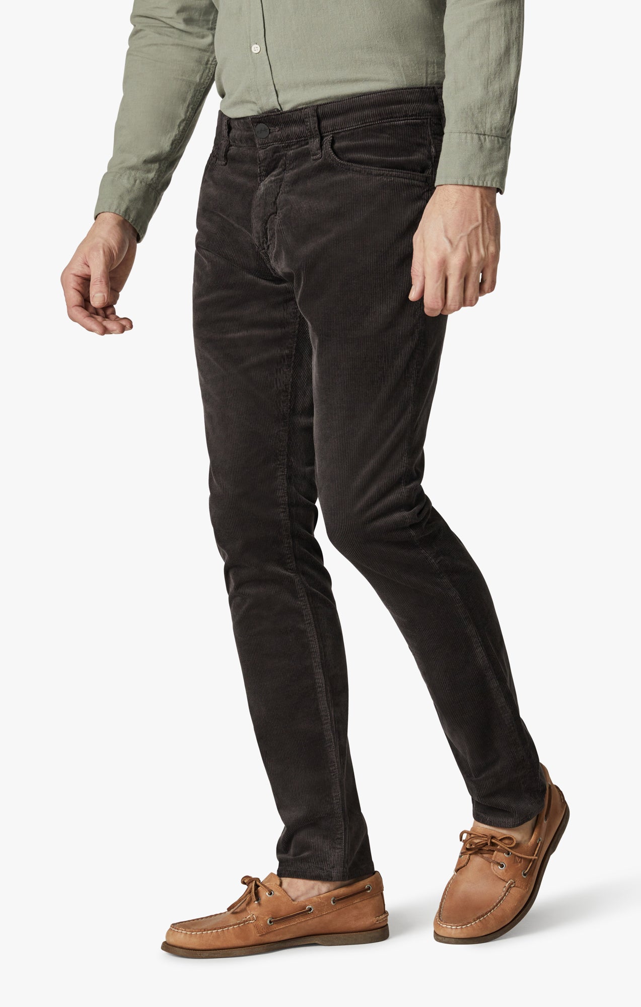 34 Heritage Cool Mid-Rise Tapered Leg Pants In Dark Brown Cord