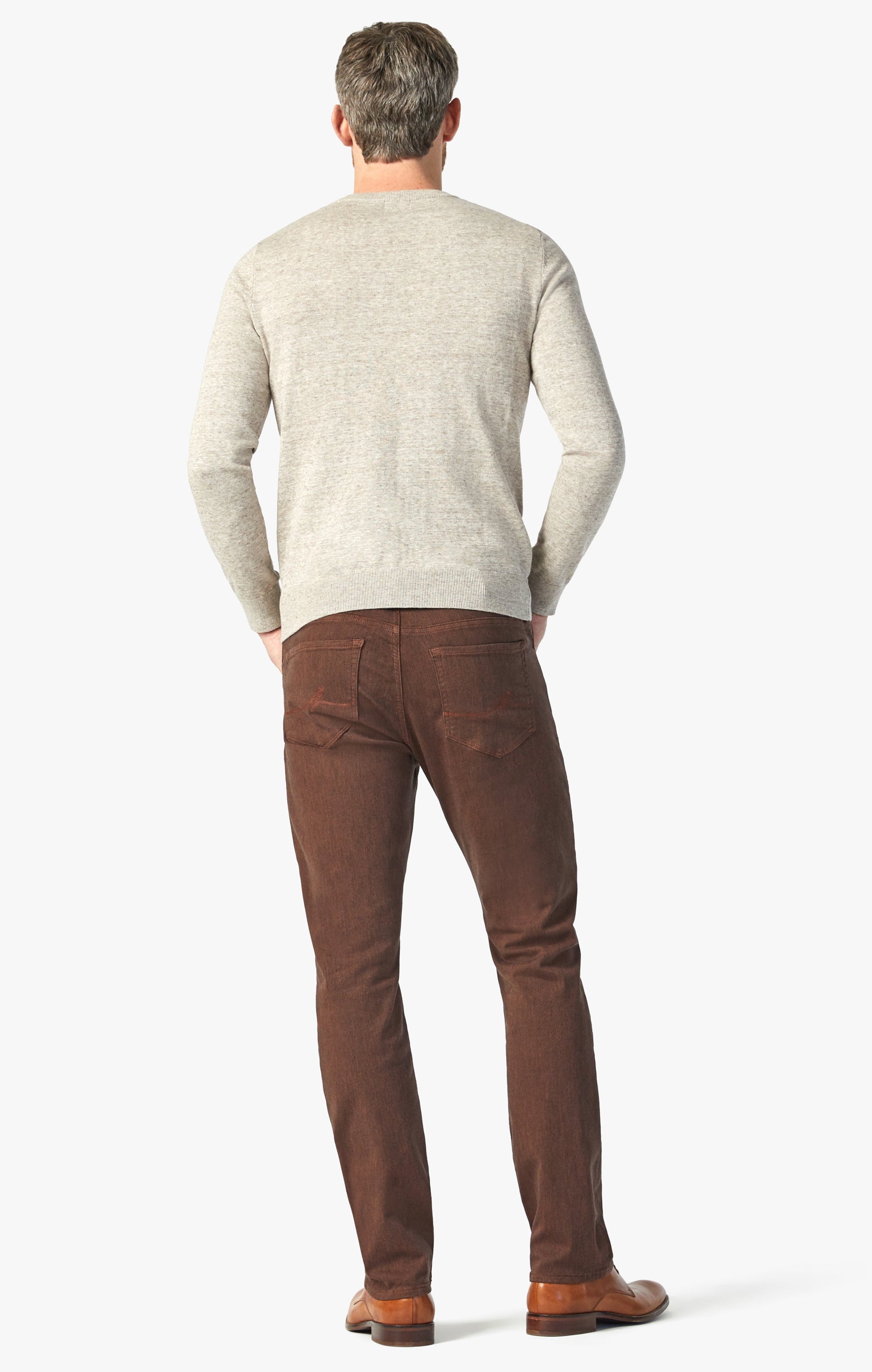 Cool Tapered Leg Pants In Cognac Diagonal