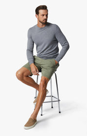 Ravenna Elastic Waist Shorts In Moss Green Soft Touch