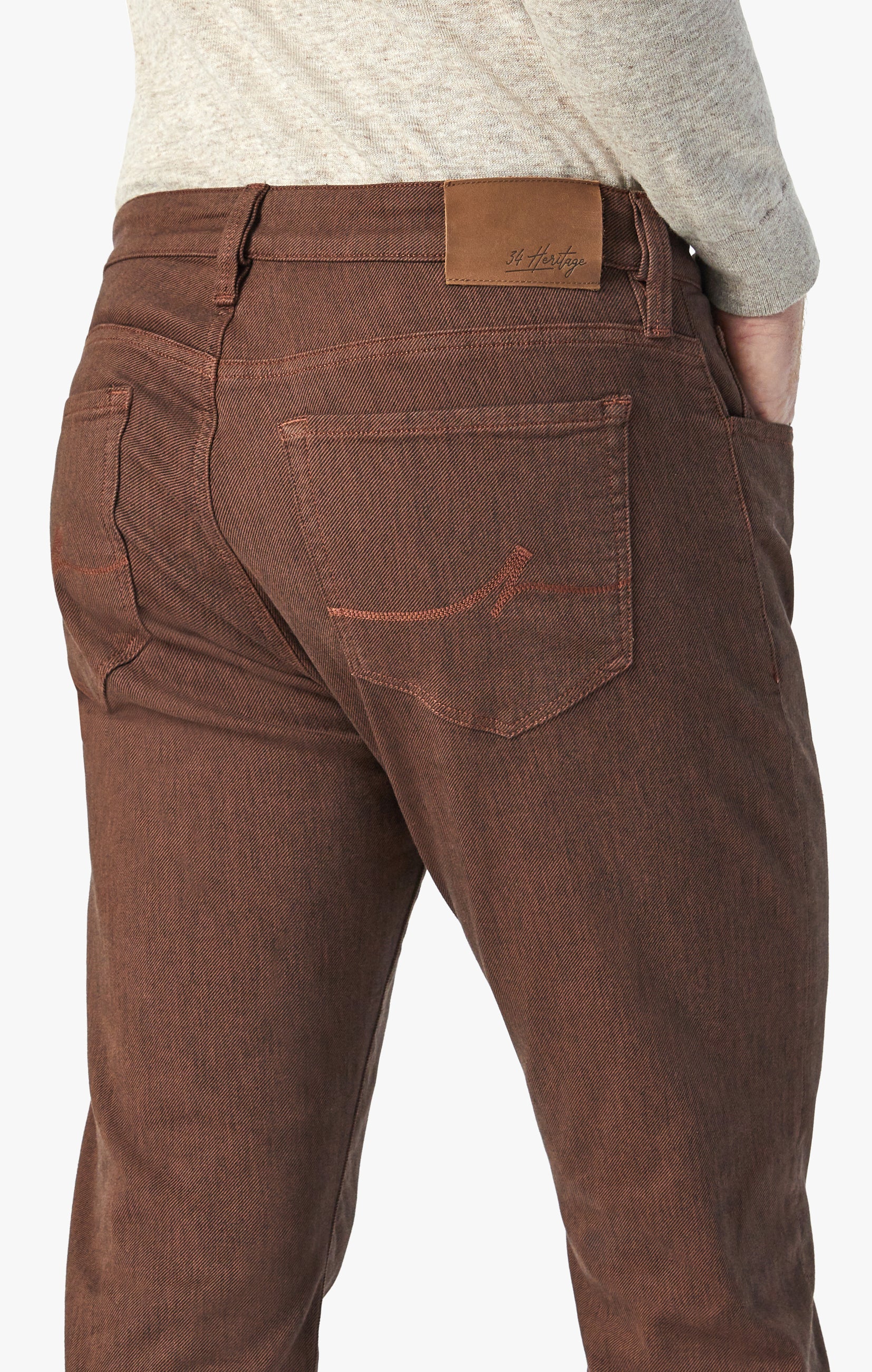 Cool Tapered Leg Pants In Cognac Diagonal