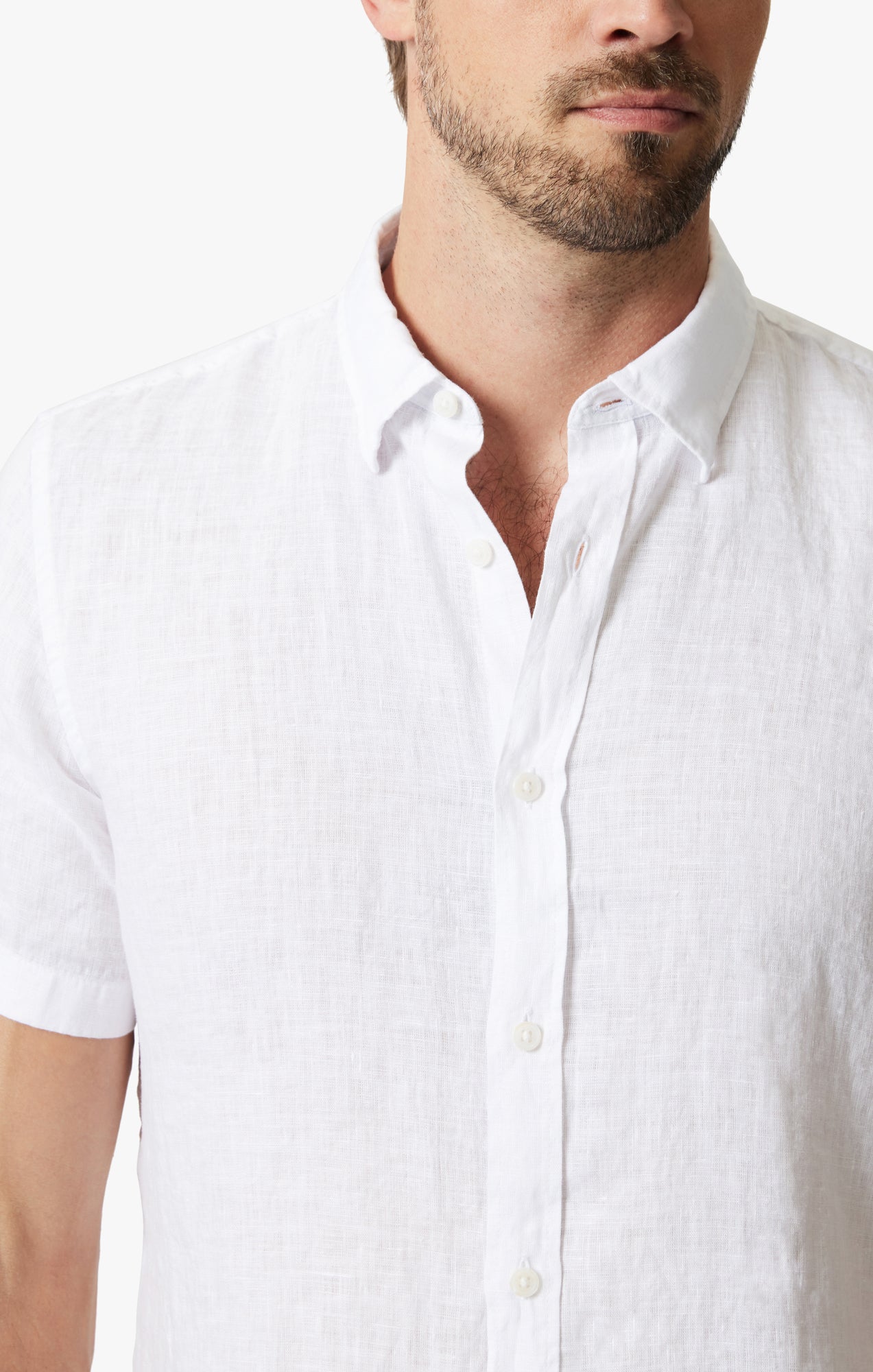 Linen Short Sleeve Shirt In Bright White