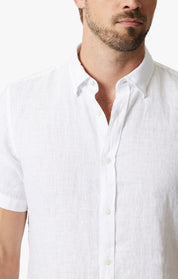 Linen Short Sleeve Shirt In Bright White