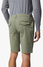 Ravenna Elastic Waist Shorts In Moss Green Soft Touch