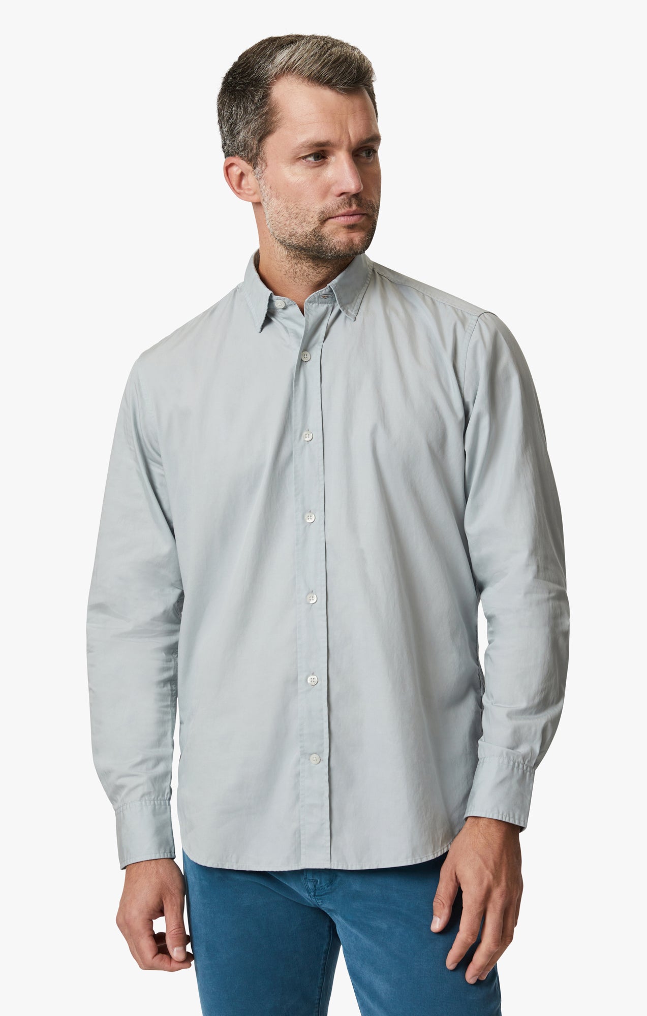 Luxe Twill Shirt In Pearl Blue