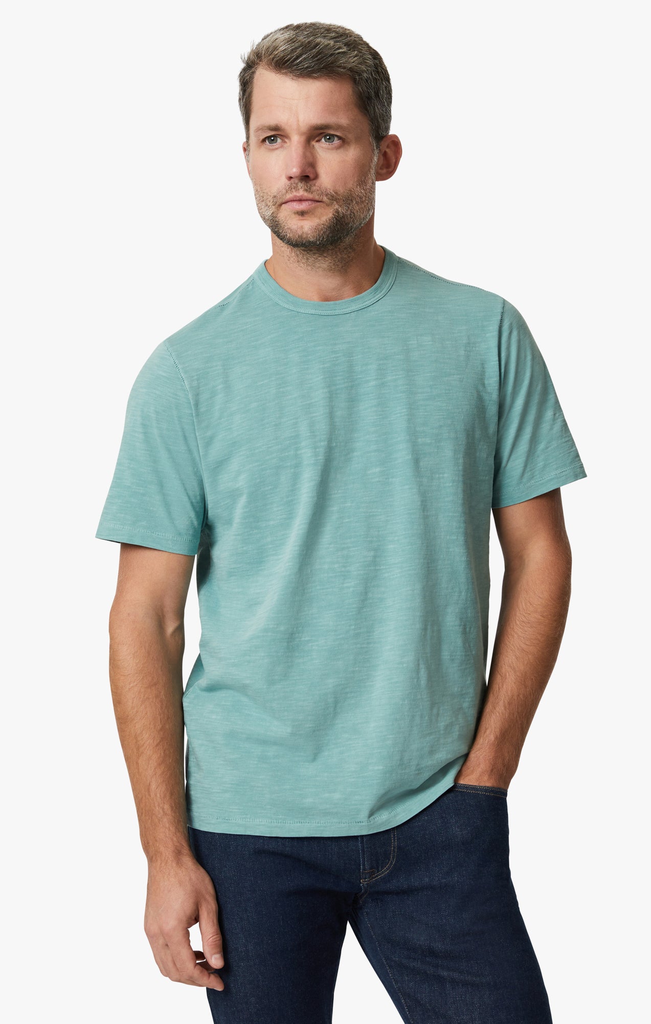 34 Heritage Men s Slub Crew Neck T Shirt In Iceberg Green 34 Heritage Canada