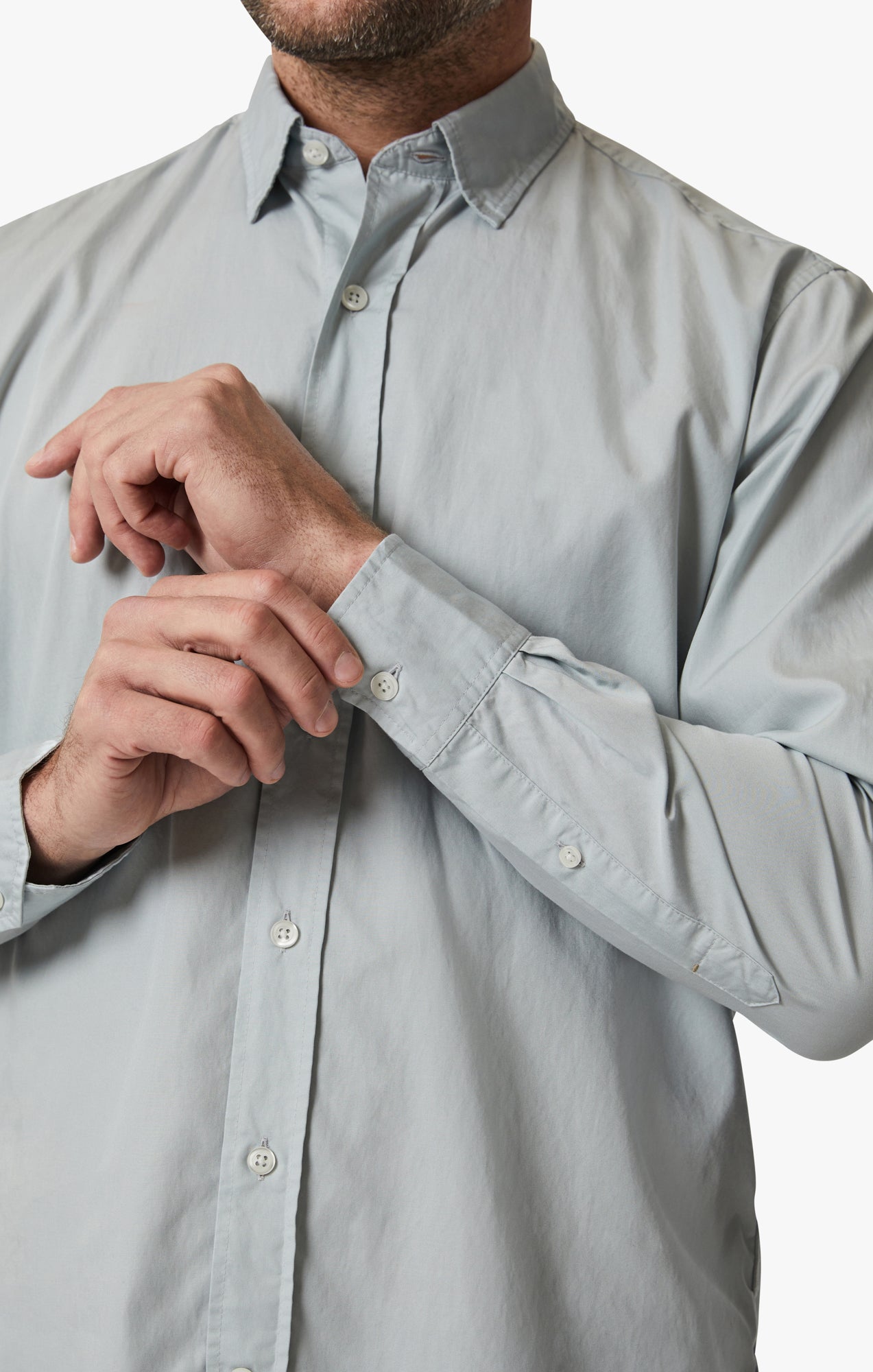 Luxe Twill Shirt In Pearl Blue