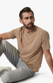 Slub Crew Neck T-Shirt In Walnut
