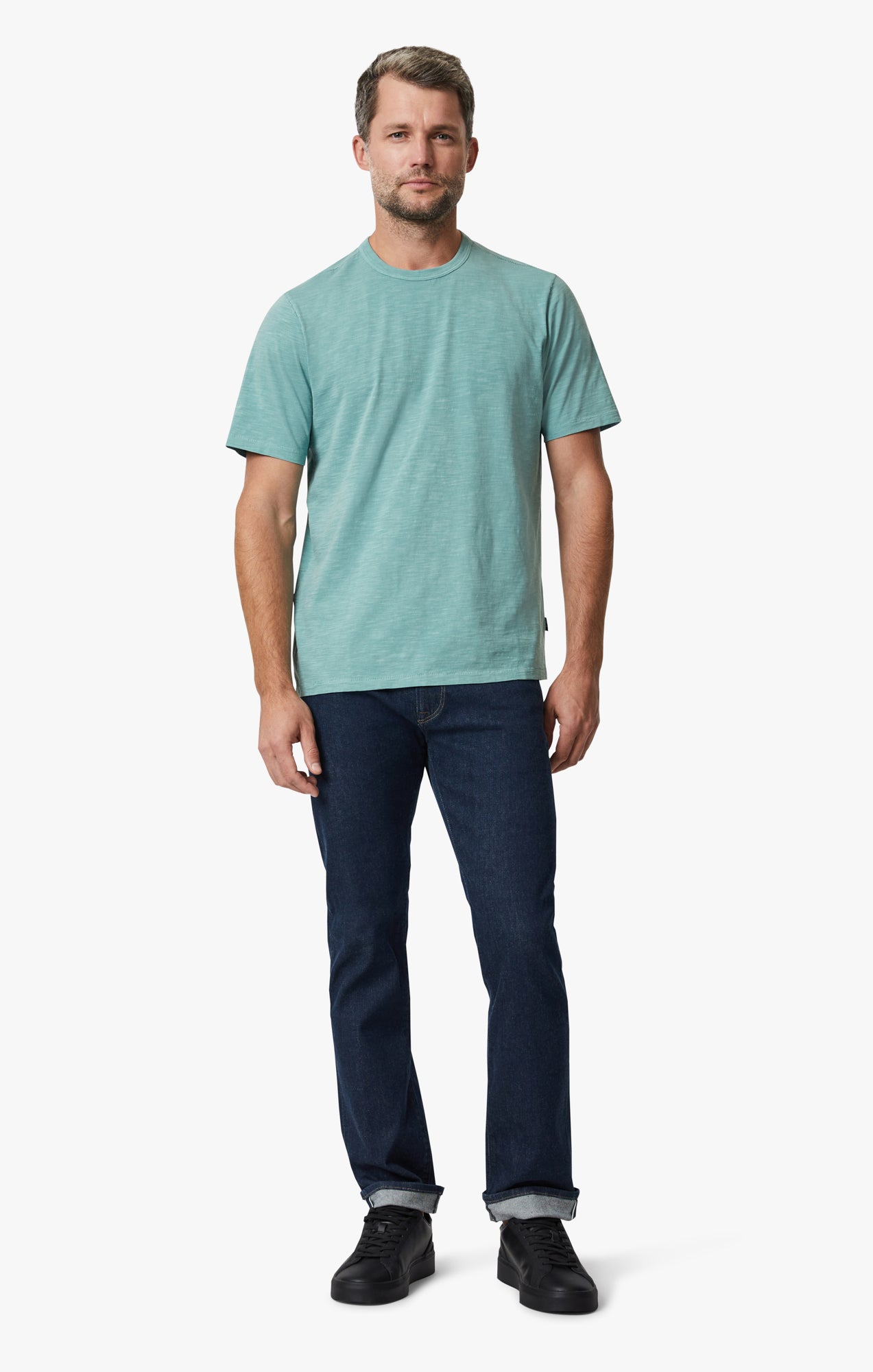 Slub Crew Neck T-Shirt In Iceberg Green