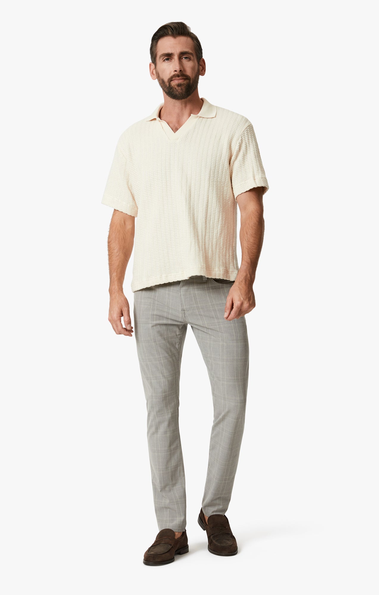 Courage Straight Leg Pants In Grey Checked