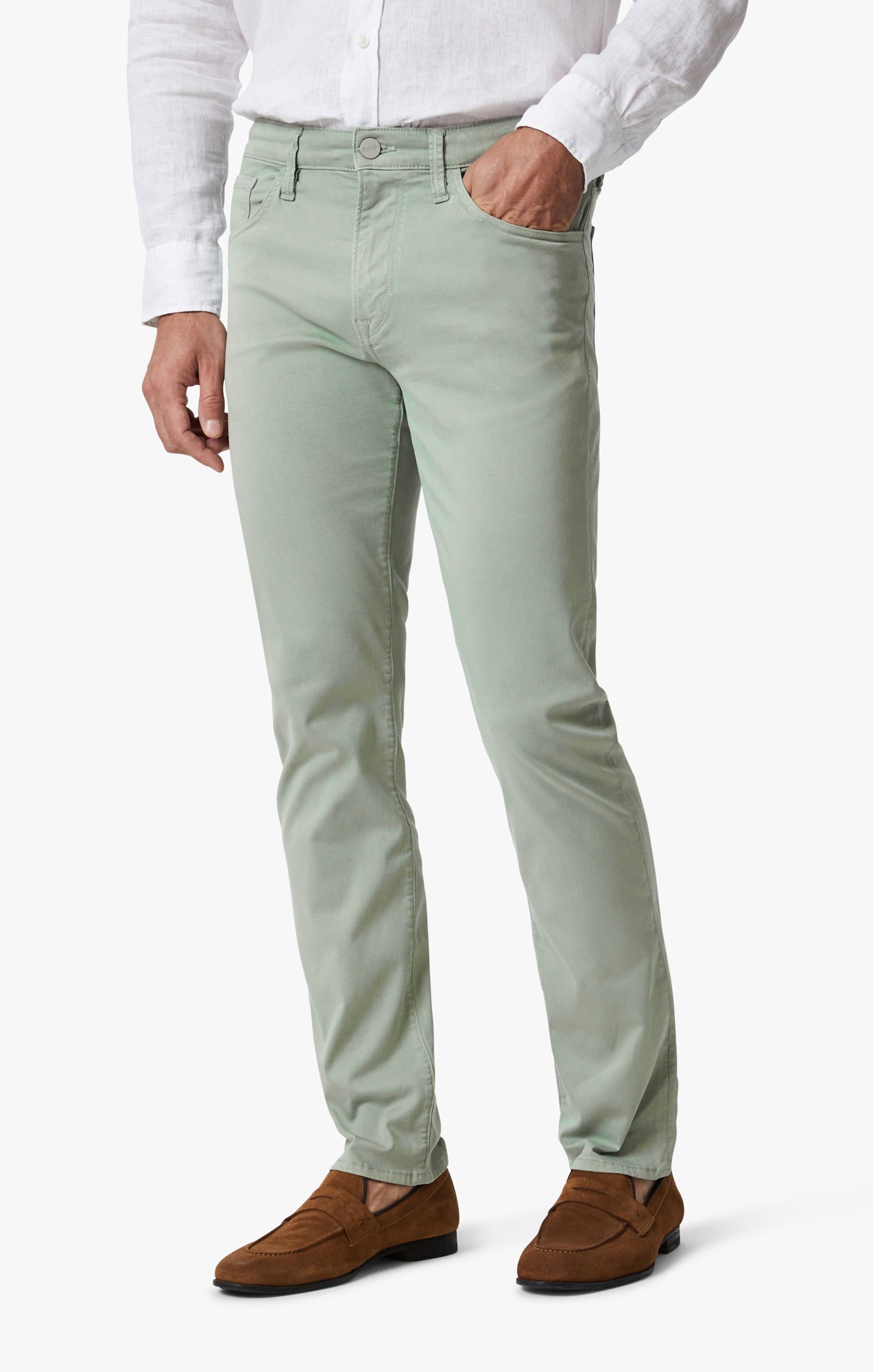 Courage Straight Leg Pants In Iceberg Green Twill