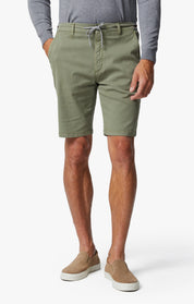 Ravenna Elastic Waist Shorts In Moss Green Soft Touch