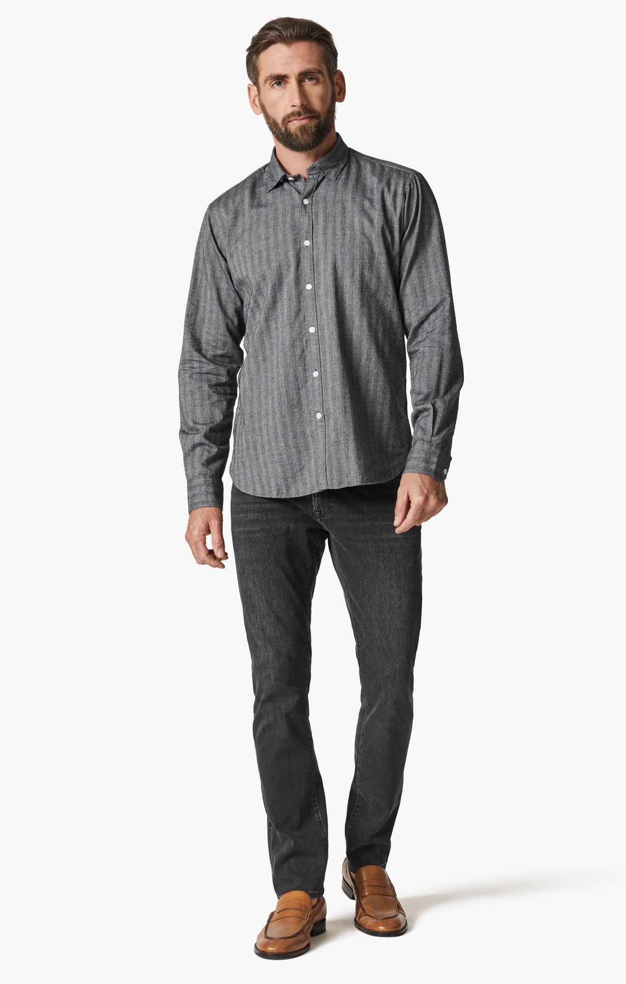 Herringbone Shirt In Anthracite Melange