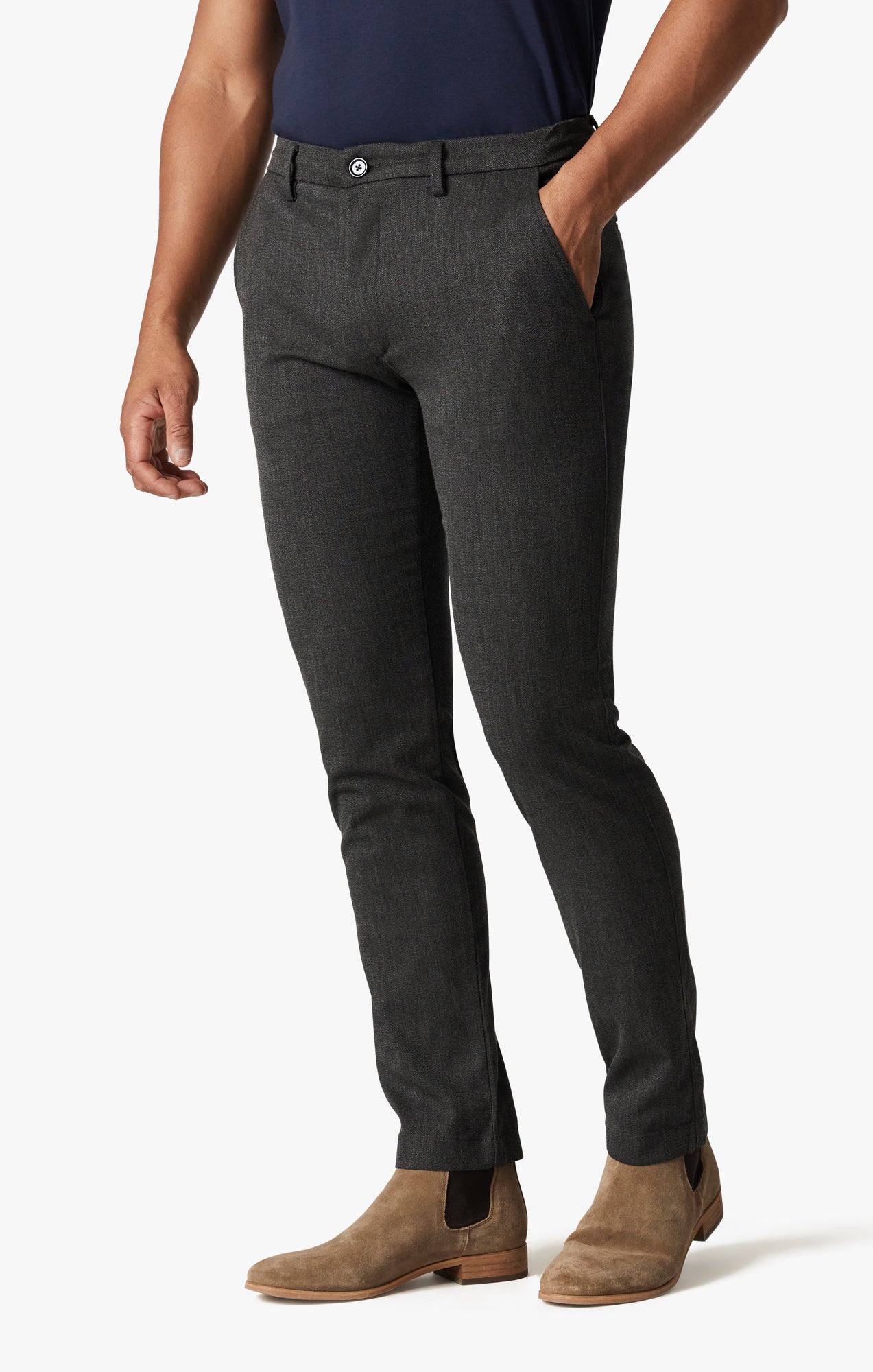 Seville Elastic Waist Pants In Smoke Smart Fancy