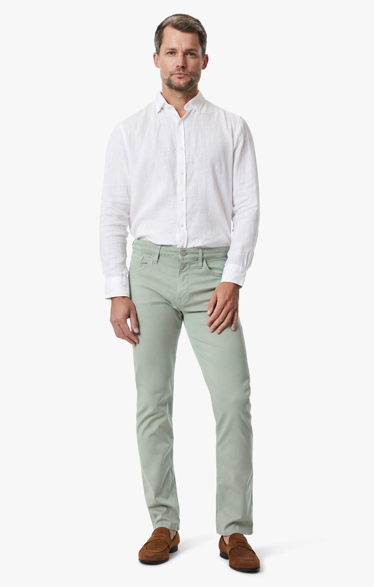 Courage Straight Leg Pants In Iceberg Green Twill