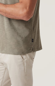 Slub Henley T-Shirt in Pastel Olive
