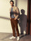 Cool Tapered Leg Pants In Cognac Cord