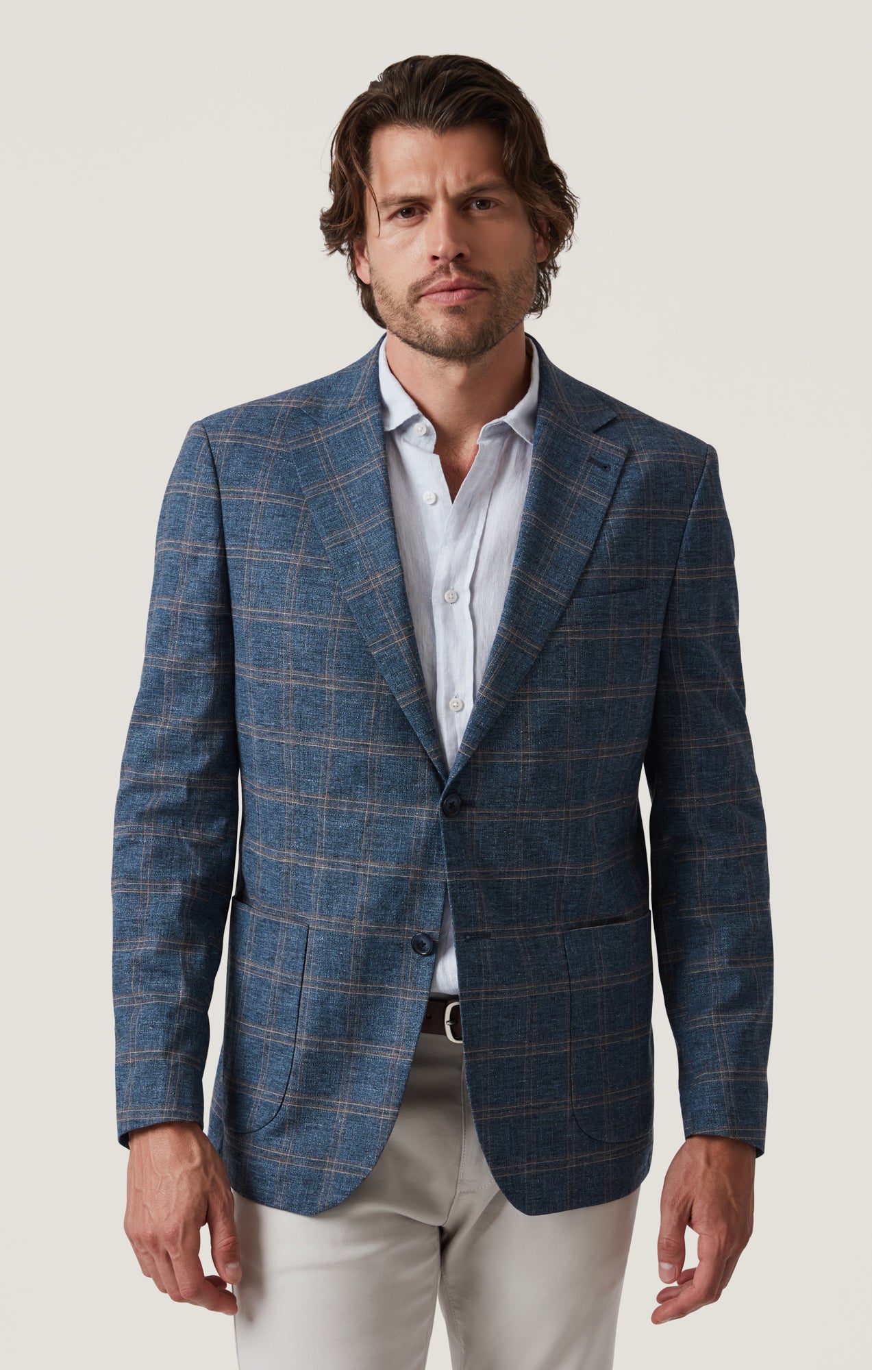 Matteo Checked Blazer in Blue
