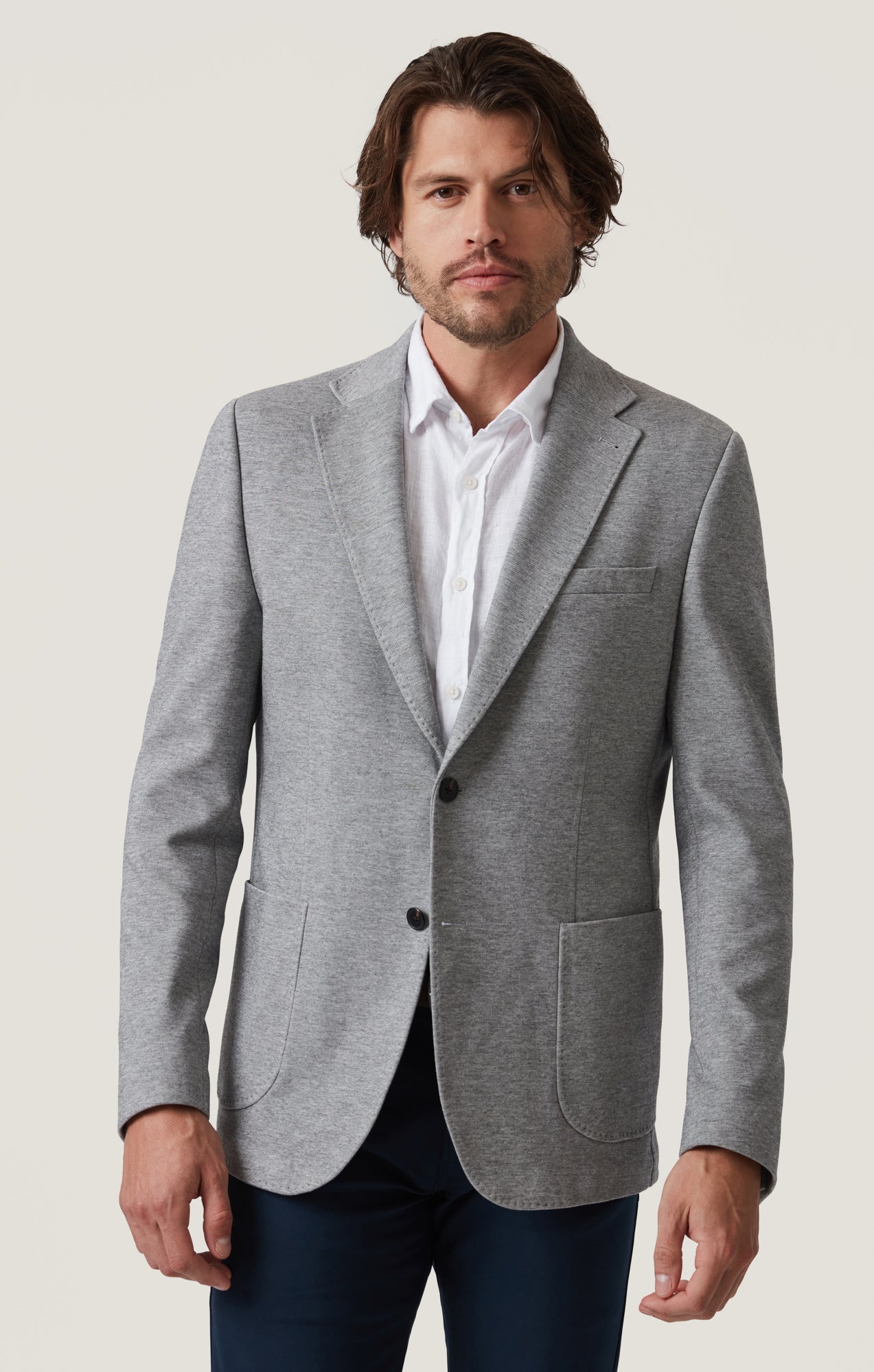 Matteo Pique Blazer in Grey Melange
