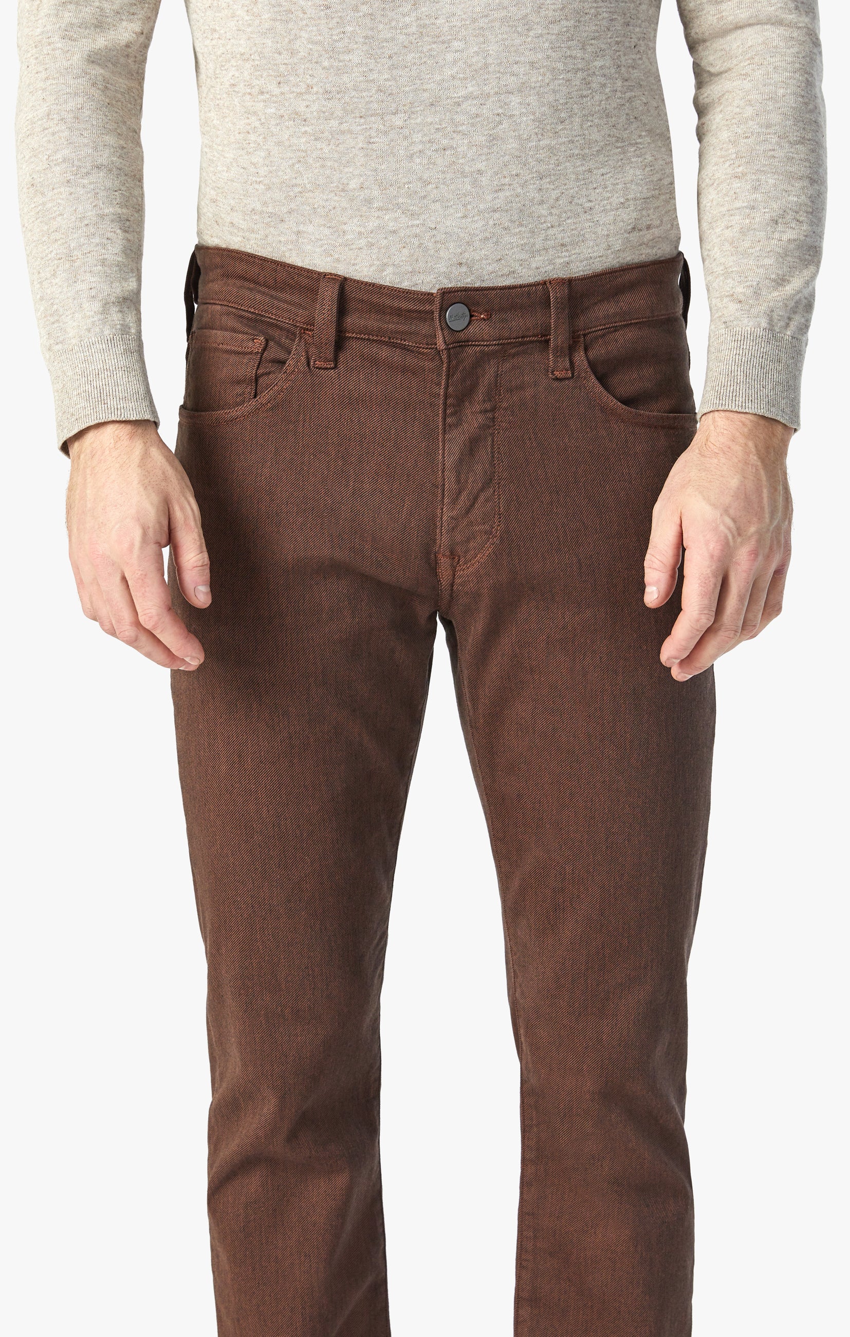 Cool Tapered Leg Pants In Cognac Diagonal
