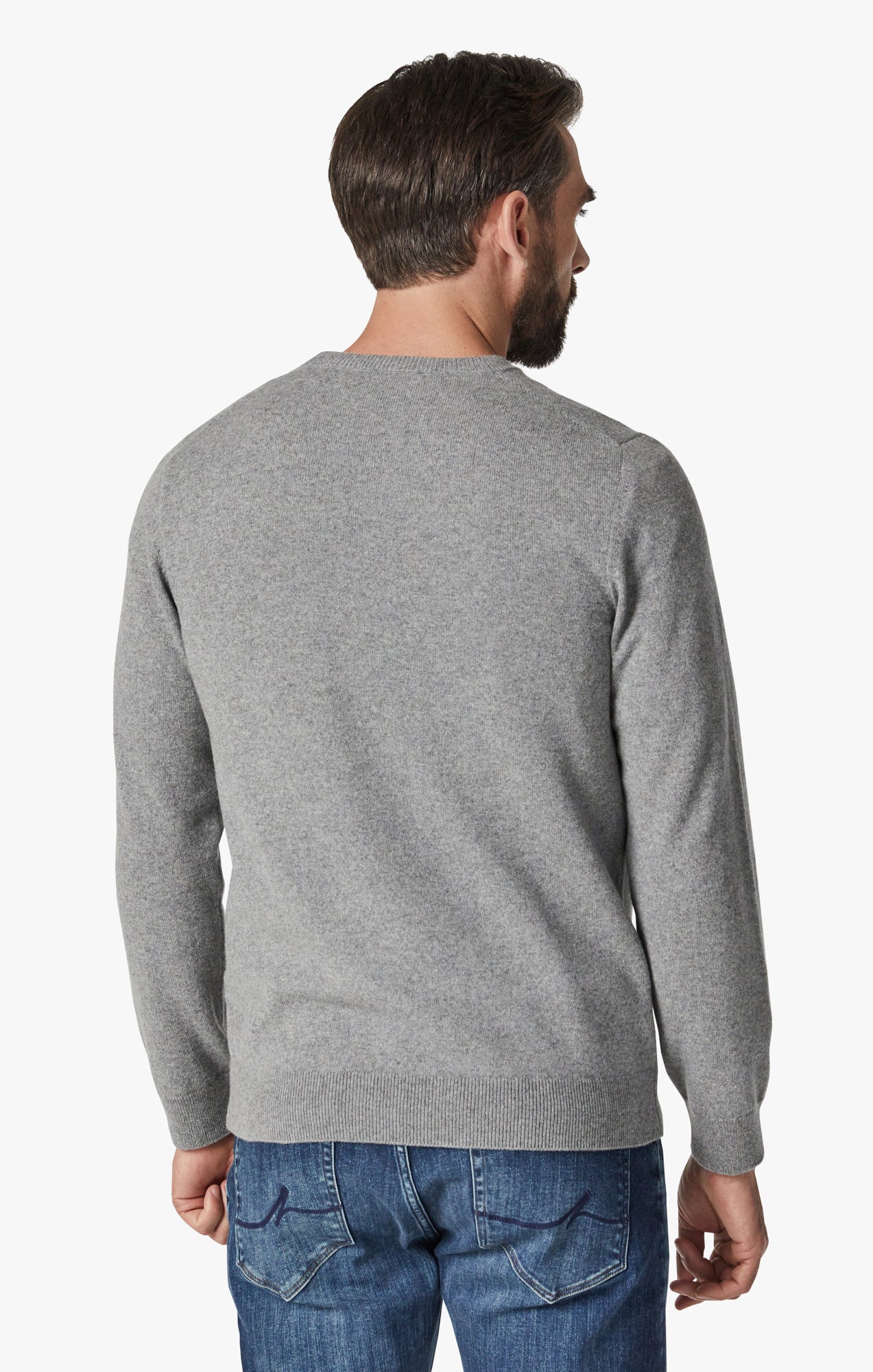 Cashmere Crew Neck Sweater In Grey Melange