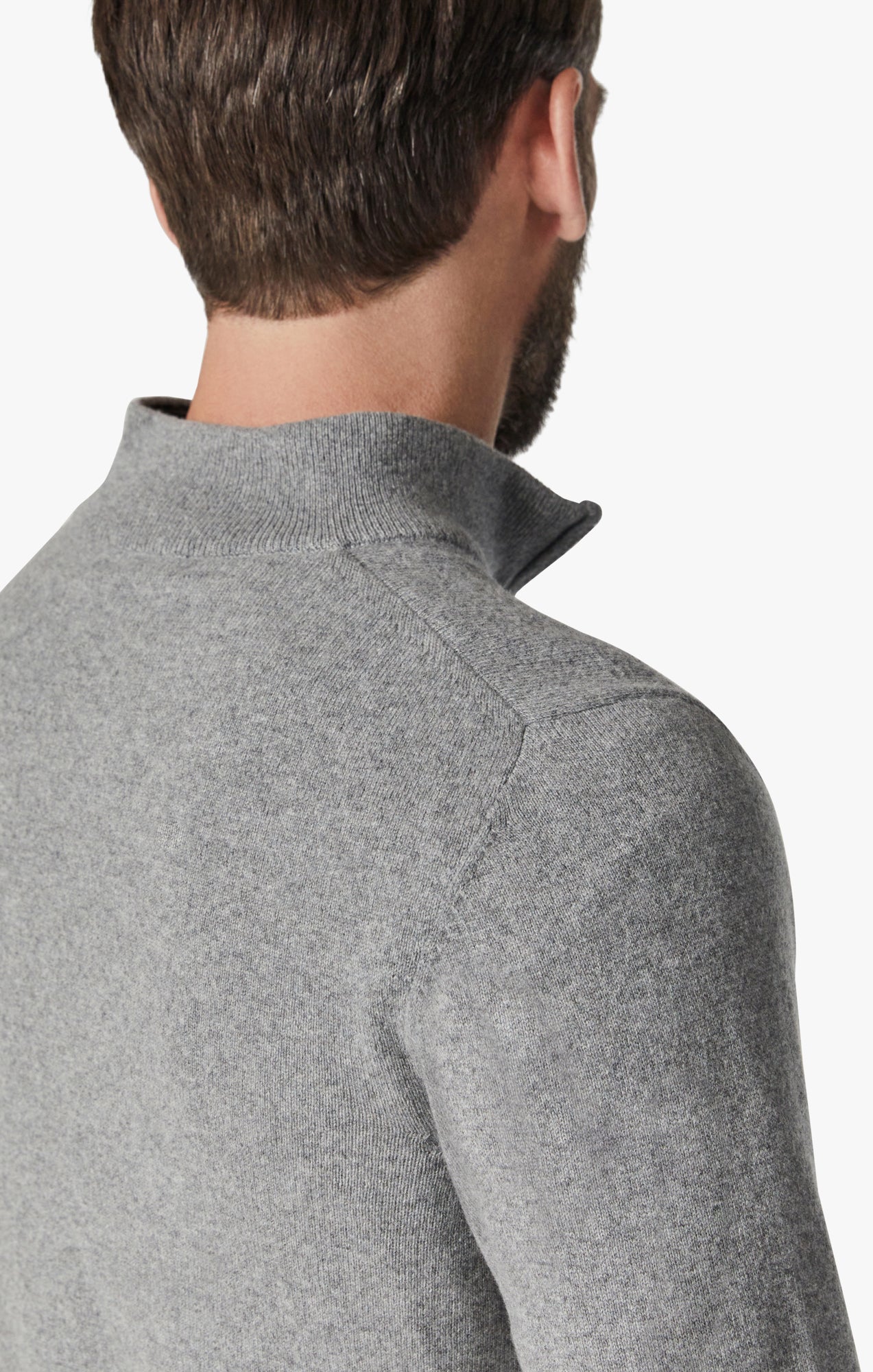 Cashmere Quarter Zip Sweater In Grey Melange