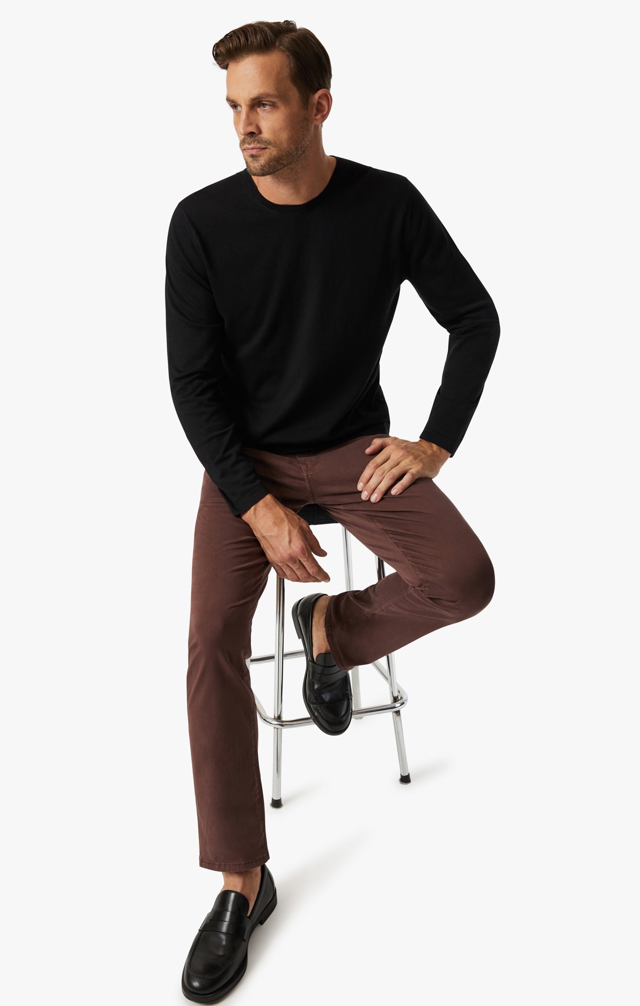 Charisma Relaxed Straight Leg Pants In Mahogany Twill