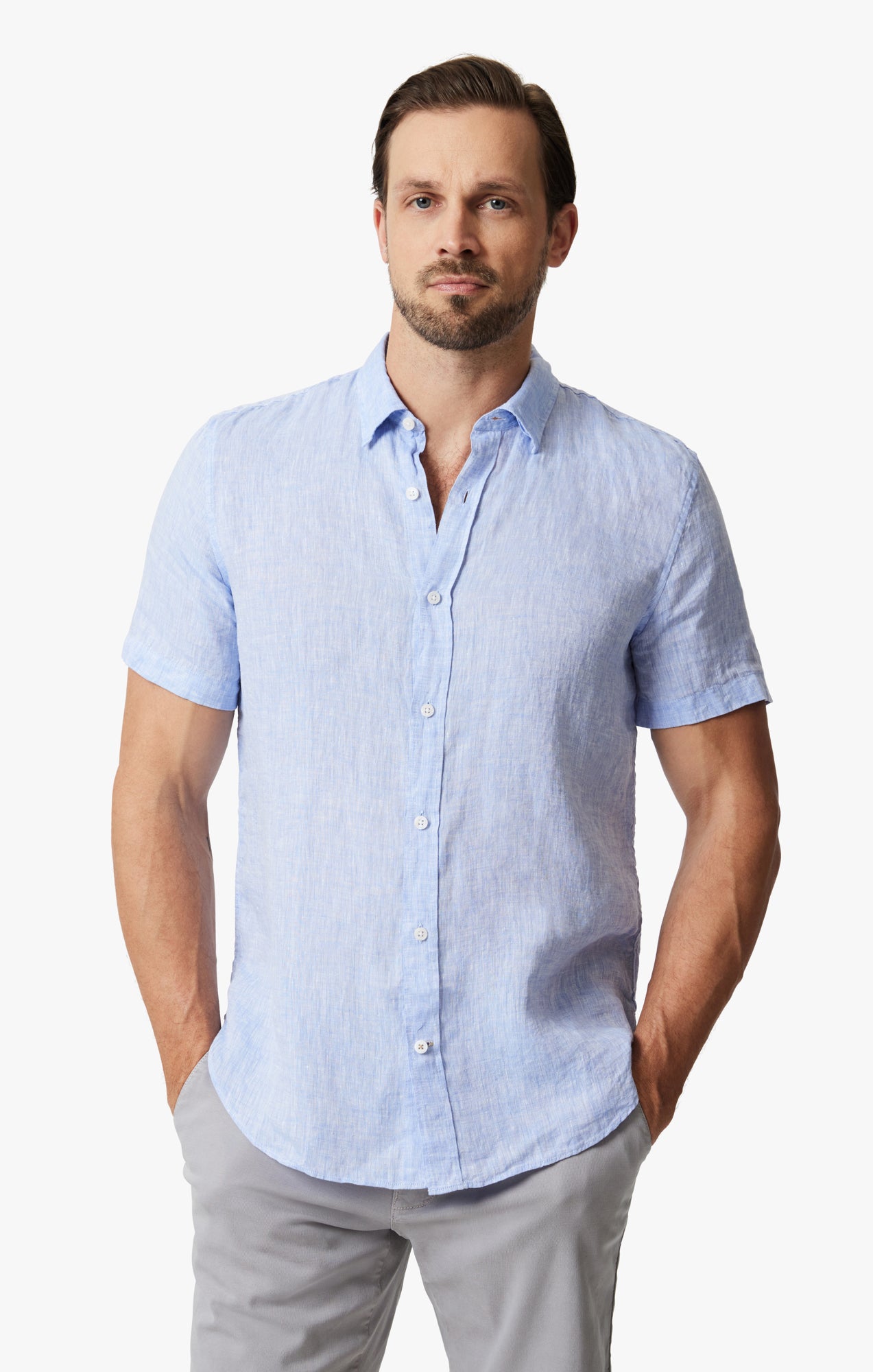 34 Heritage Men's Linen Short Sleeve Shirt In Hawaiian Ocean 34 Heritage Canada 34 Heritage Men's Linen Short Sleeve Shirt In Hawaiian Ocean 34 Heritage Canada