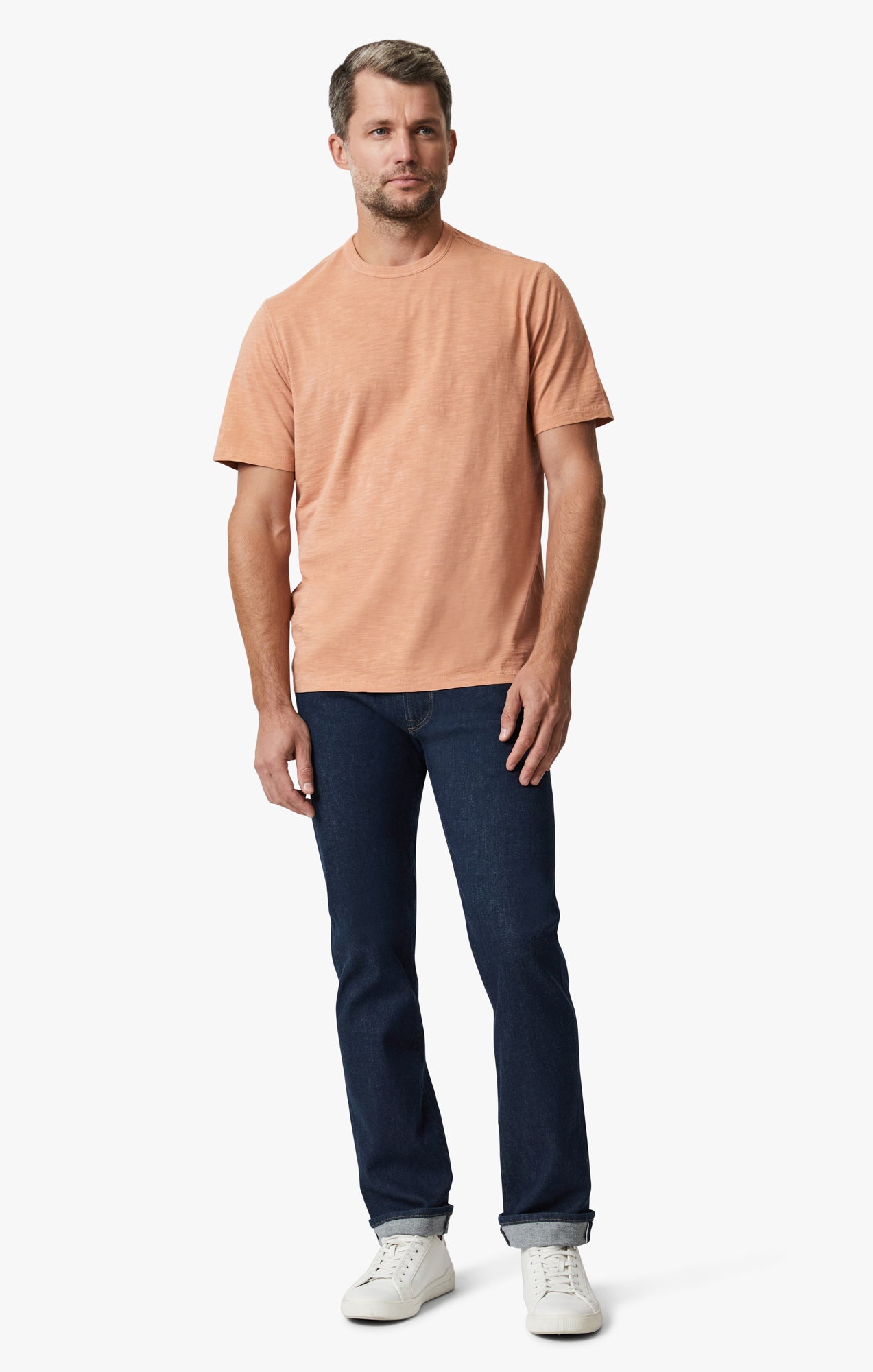 Slub Crew Neck T-Shirt In Melon