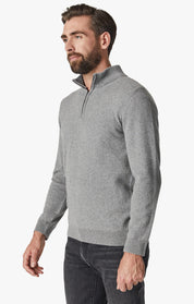 Cashmere Quarter Zip Sweater In Grey Melange