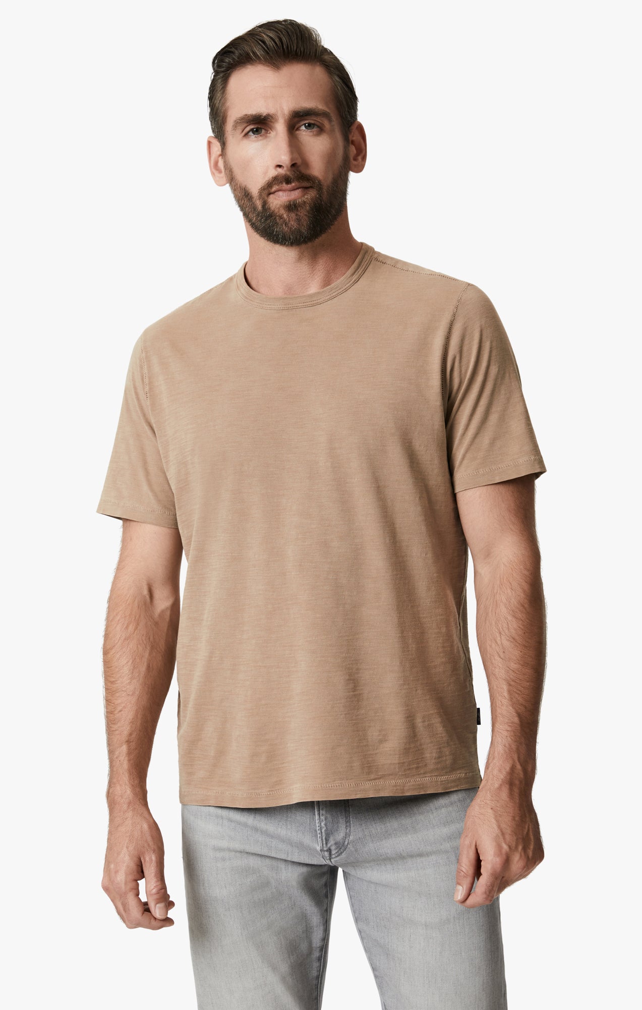 Slub Crew Neck T-Shirt In Walnut