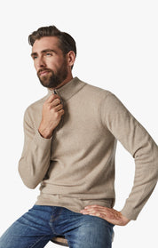 Cashmere Quarter Zip Sweater In Beige