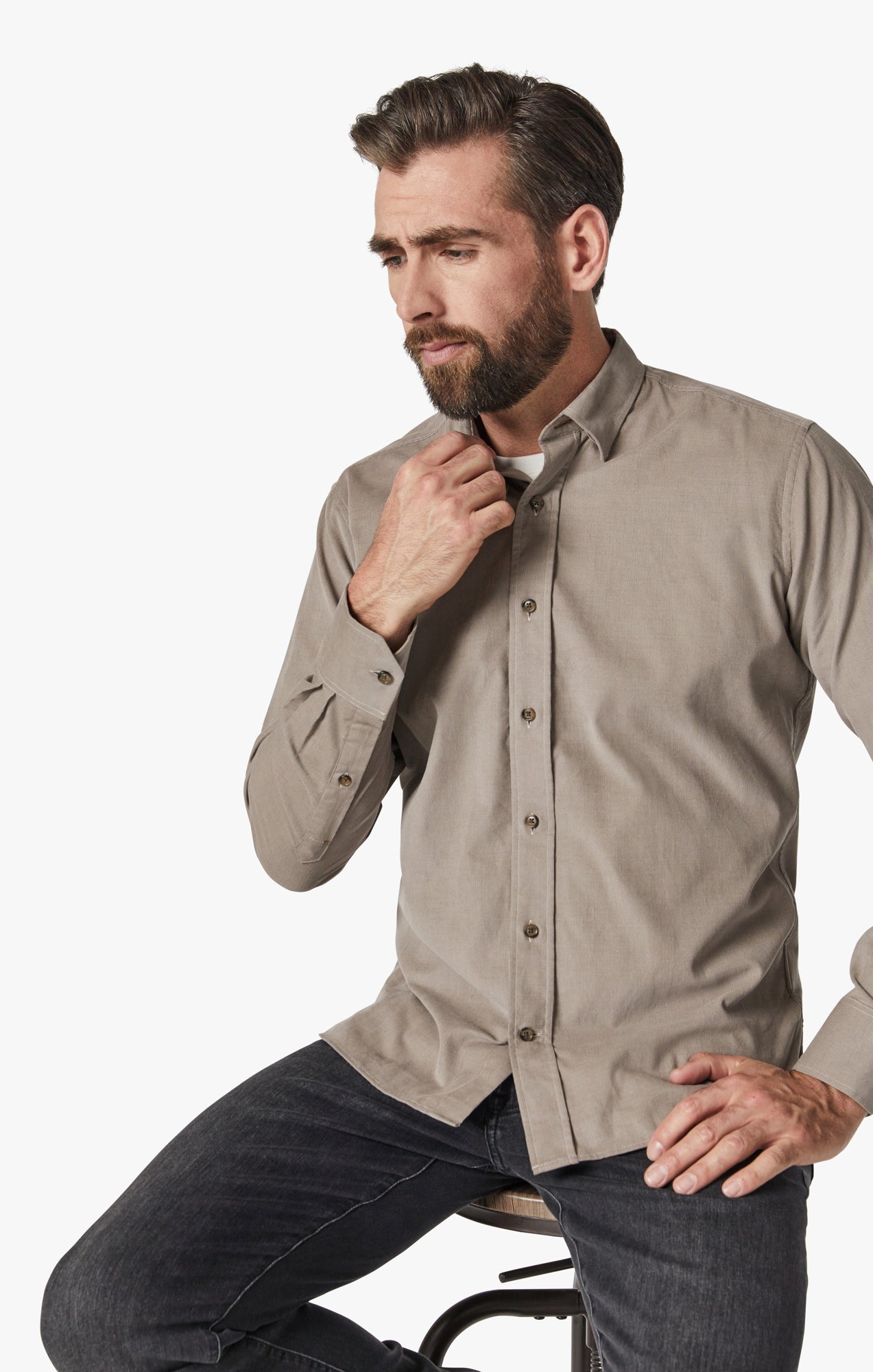 Corduroy Shirt In Beige