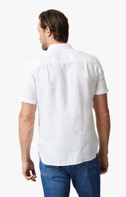 Linen Short Sleeve Shirt In Bright White