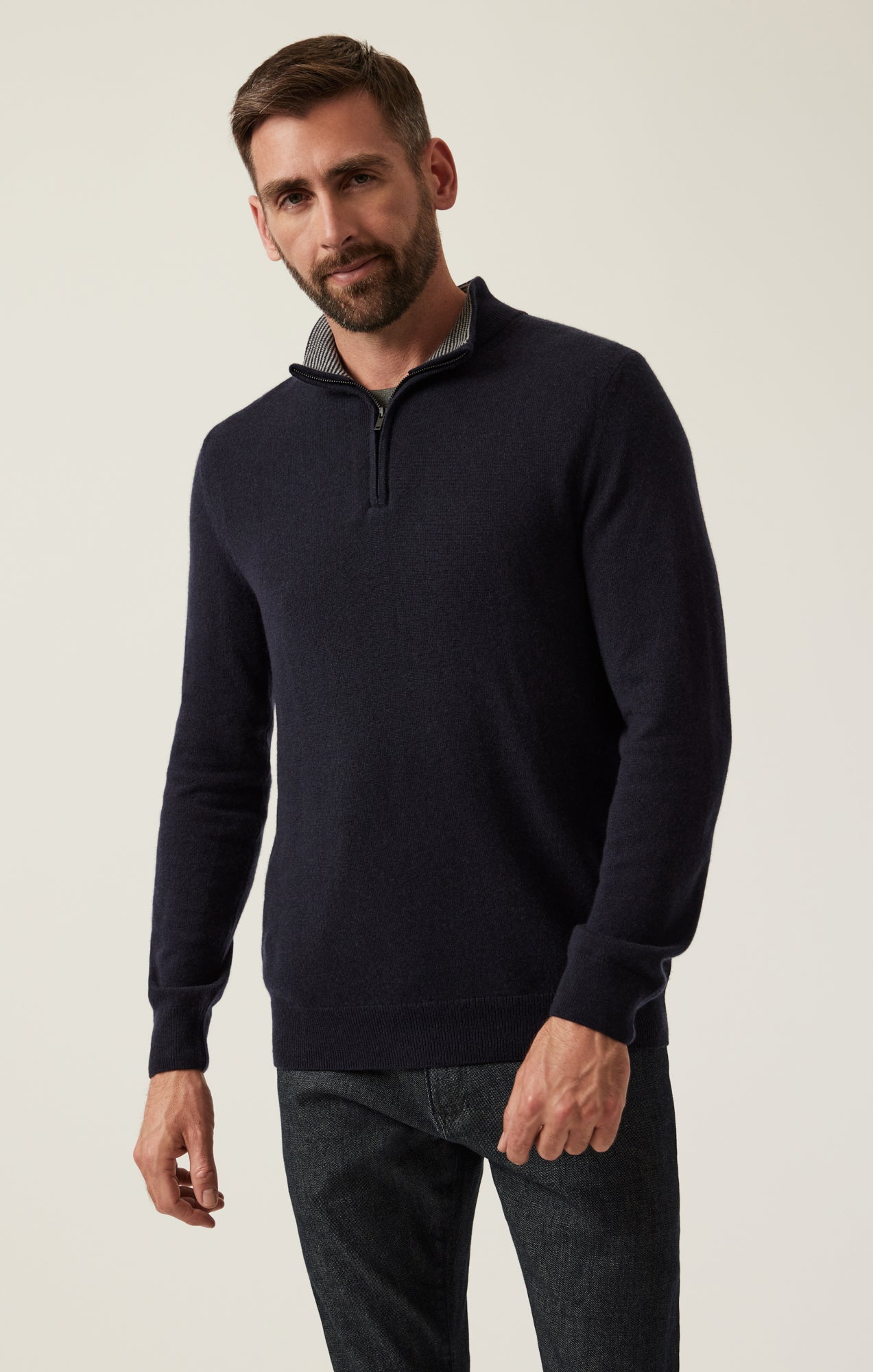 34 Heritage Men's Cashmere Crew Neck Sweater In Dark Navy – 34