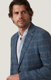 Matteo Checked Blazer in Blue